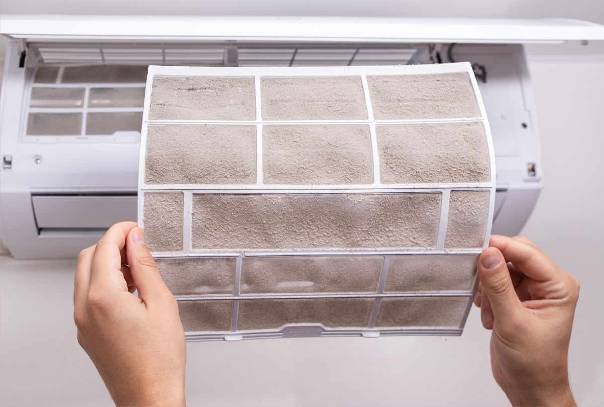 dirty filter from a small AC unit